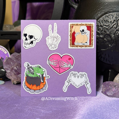 Skeleton MINI Sticker Pack | Glossy Waterproof Sticker | 6 stickers