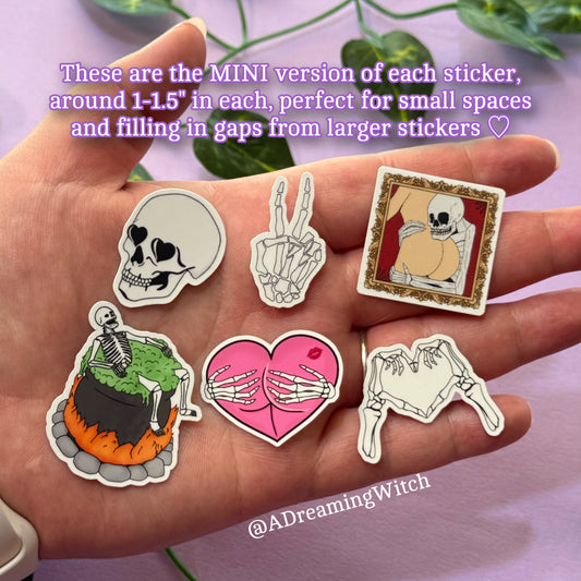 Skeleton MINI Sticker Pack | Glossy Waterproof Sticker | 6 stickers