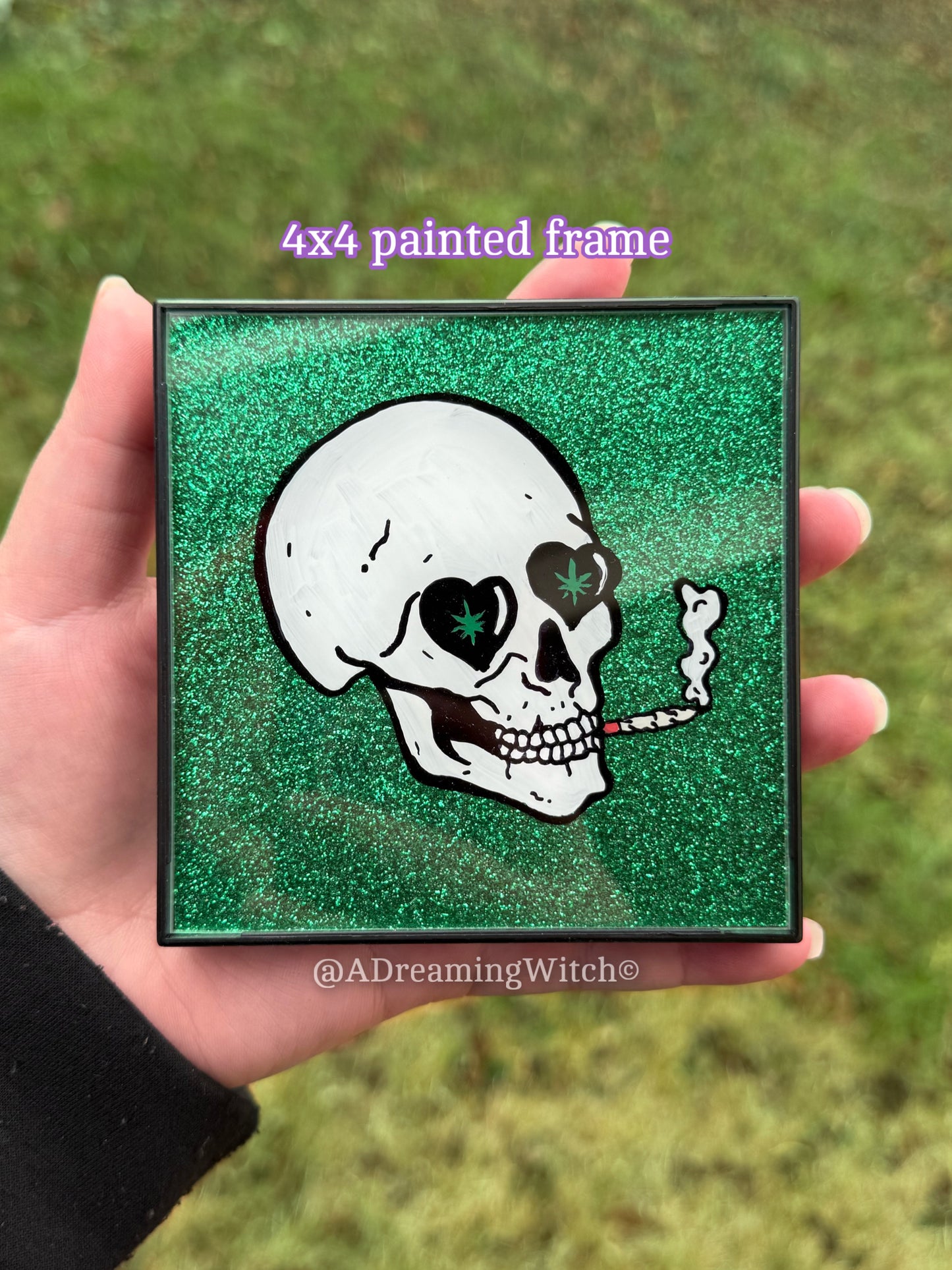 Smoking Skull 4x4 Glass Painting