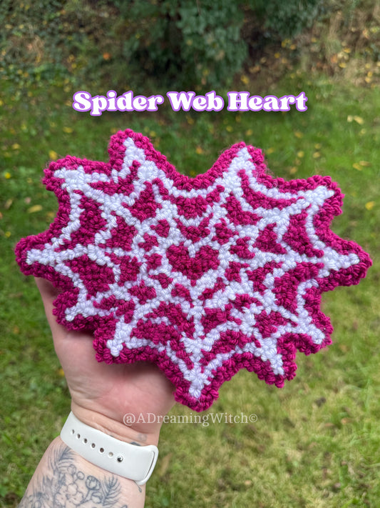 Spider Web Heart Punch Needle Rug