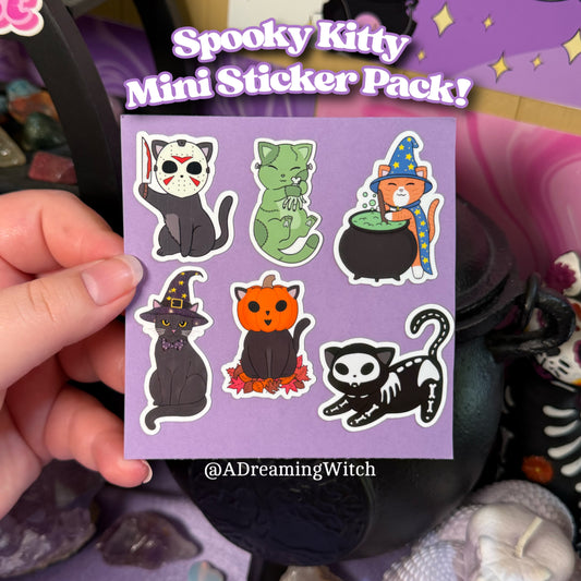 Spooky Kitty MINI Sticker Pack | Glossy Waterproof Sticker | 6 stickers
