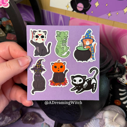 Spooky Kitty MINI Sticker Pack | Glossy Waterproof Sticker | 6 stickers