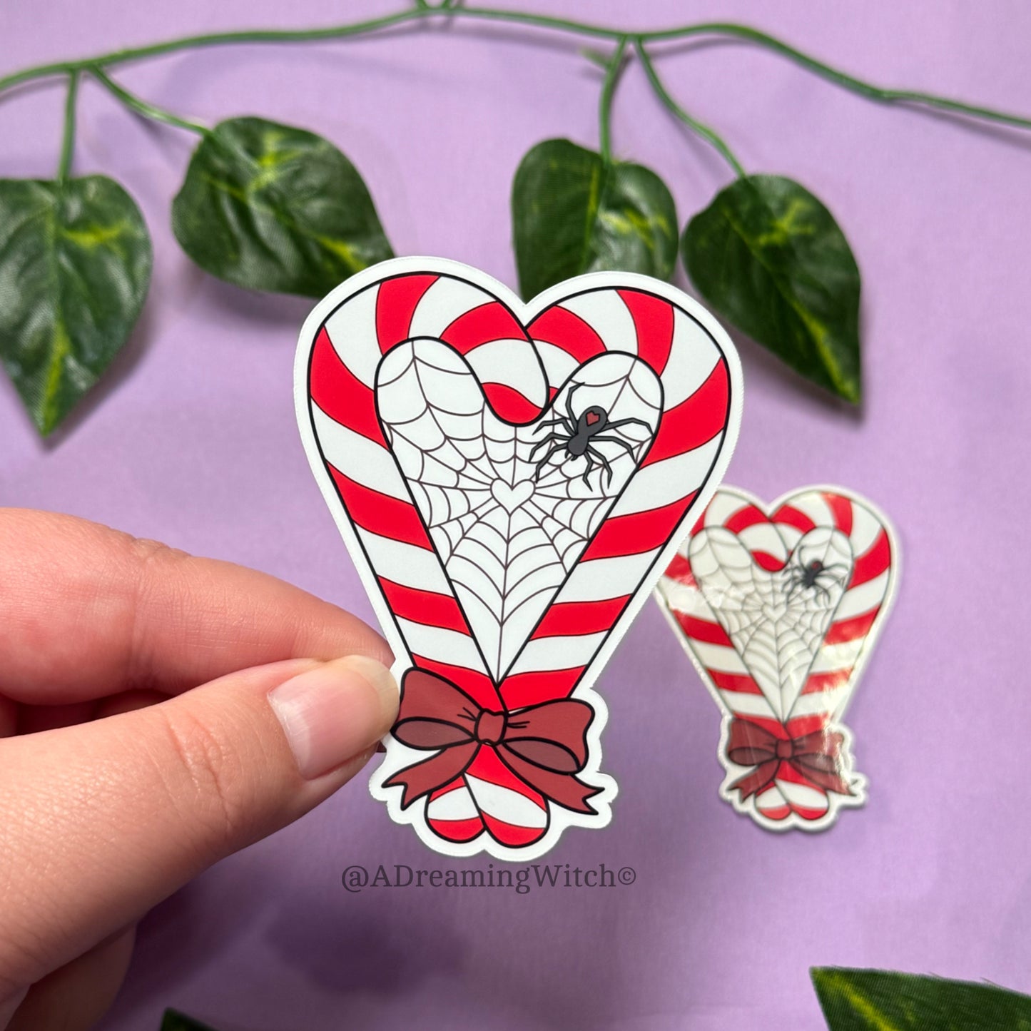 Spooky Candy Cane Heart | Glossy Waterproof Sticker