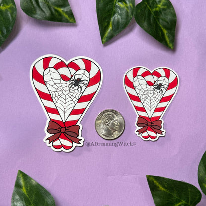 Spooky Candy Cane Heart | Glossy Waterproof Sticker