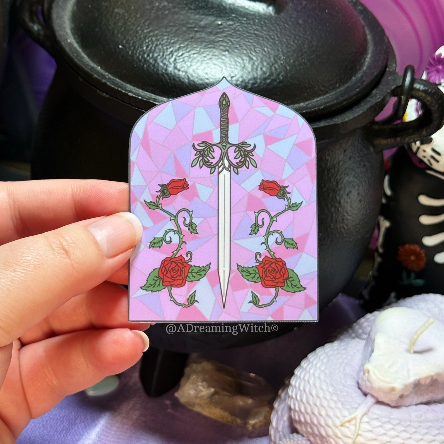 Stained Glass Floral Sword | Glossy Waterproof Sticker