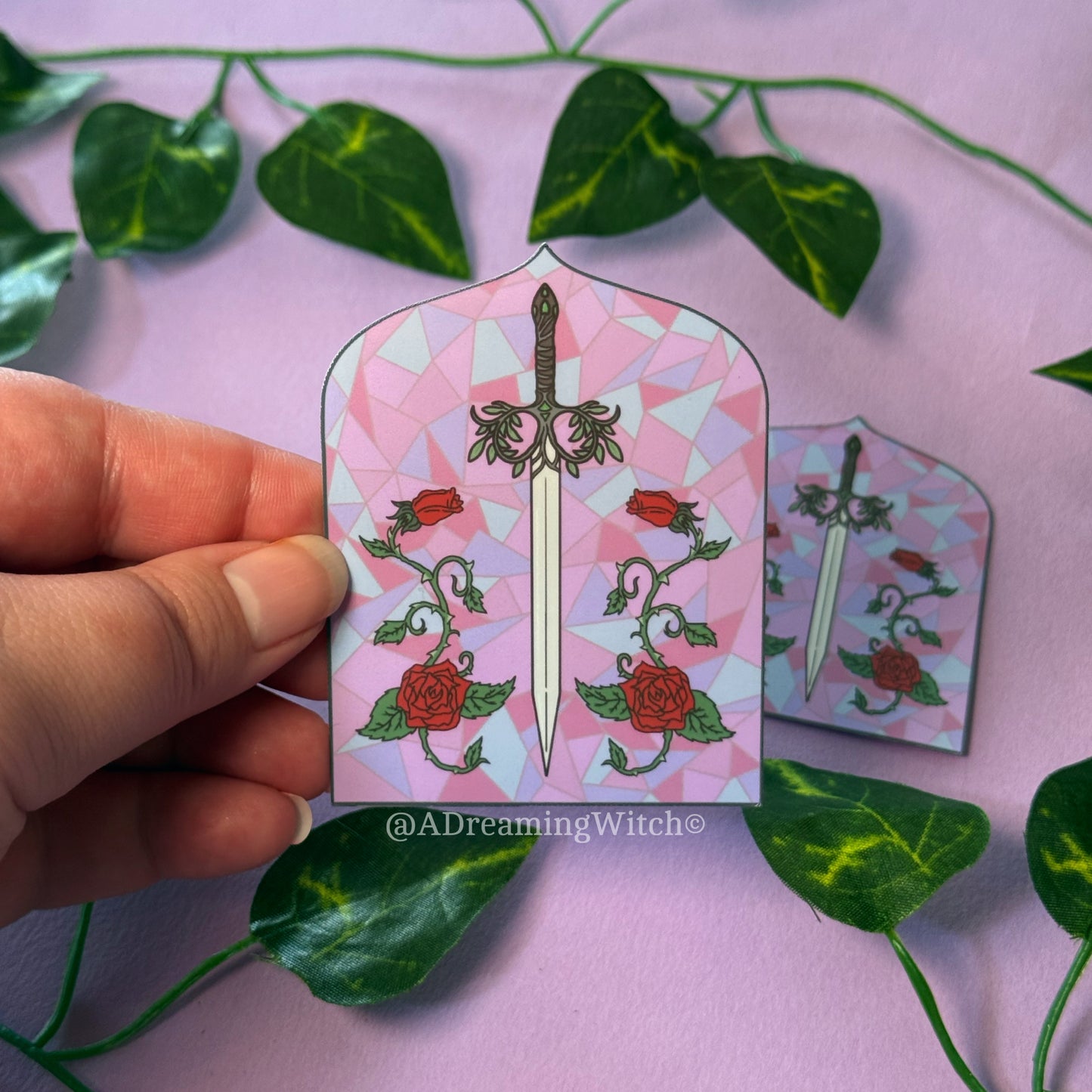 Stained Glass Floral Sword | Glossy Waterproof Sticker