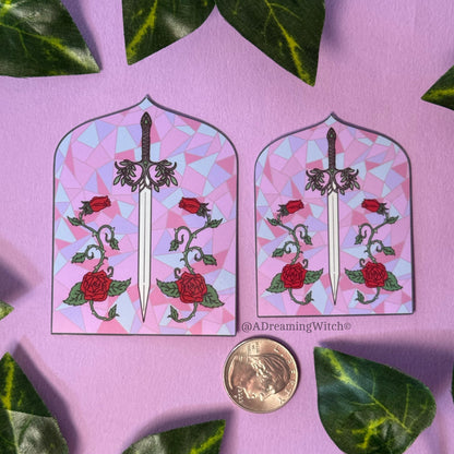 Stained Glass Floral Sword | Glossy Waterproof Sticker