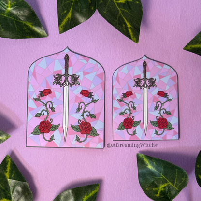 Stained Glass Floral Sword | Glossy Waterproof Sticker
