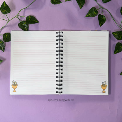 Cloudy Tarot Suites | Homemade Spiral Notebook | 6.5"x8.5" | Pink Lined Pages