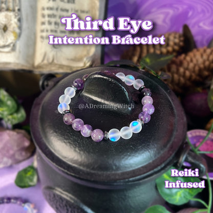 Third Eye Intuition Bracelet | Intention + Reiki Infused | Amethyst + Hematite